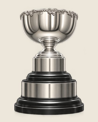 A trophy framed for a mobile photograph