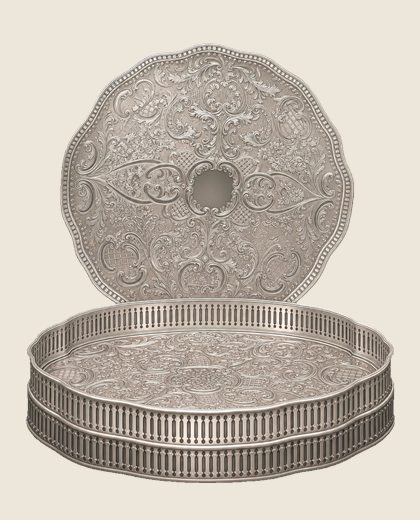 Detailed silver engraving used for AI comparison