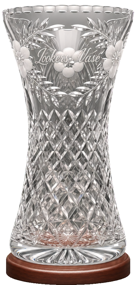 Cut-glass trophy vase illustration with intricate detail